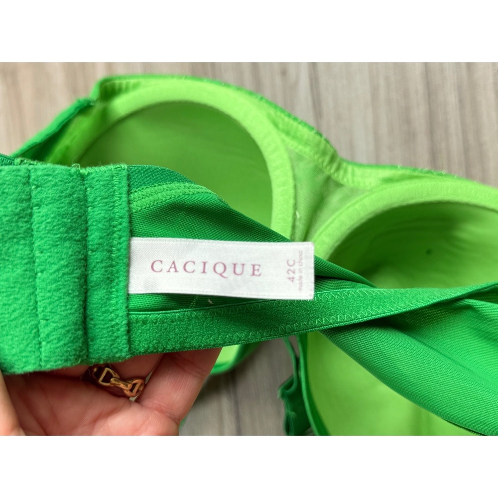 Cacique Kelly Green Floral Lace Full Coverage Underwire Bra 42C - Picture 5 of 5